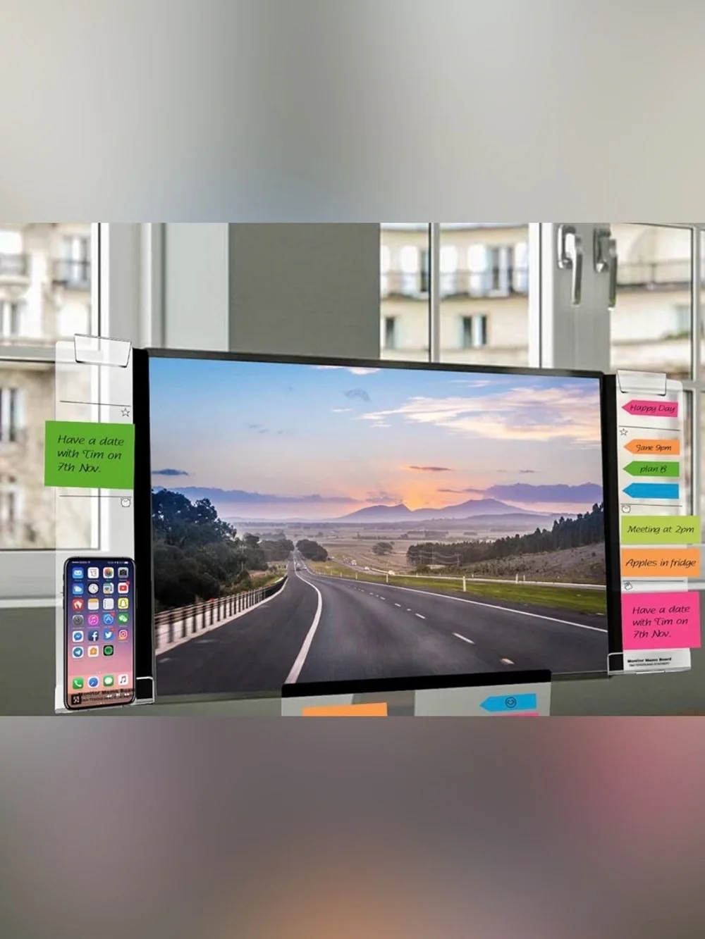 Clear Acrylic Monitor Memo Boards for Computer Office Organization 4PC